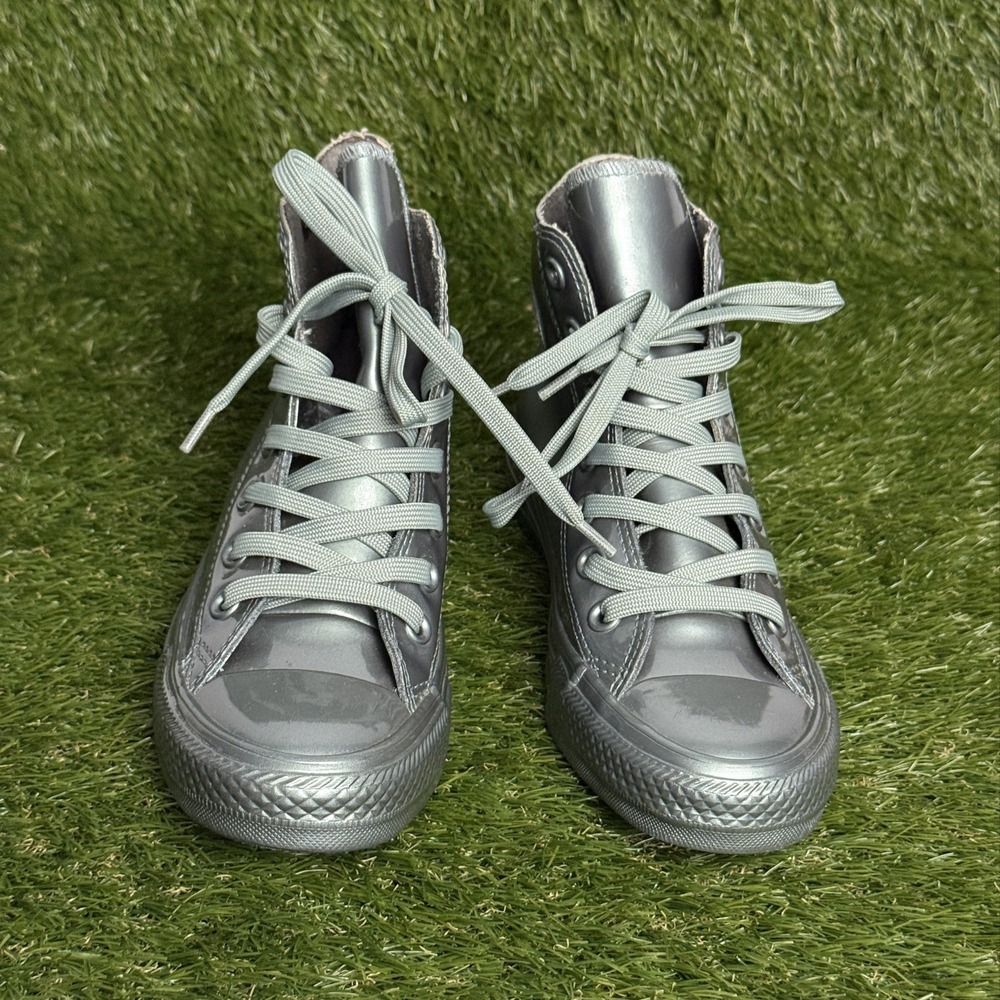 Converse Chuck Taylor All Star Metallic High Top Silver Women 5.5 157630C - Picture 2 of 8